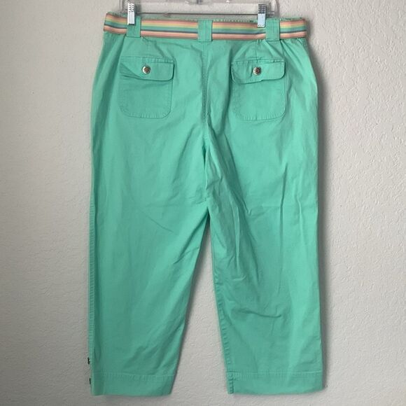 Sag & Harbor Sport Mint Green Cropped Pants with Striped Belt Size 16 - Picture 2 of 10